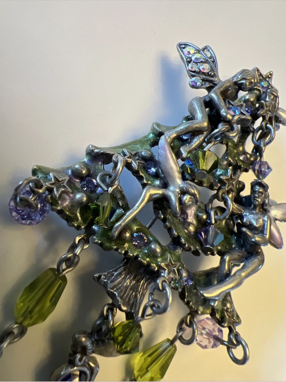 KIRKS FOLLY TREE FAIRIES CHRISTMAS PIN RUSTIC SILVER vintage - Picture 4 of 7